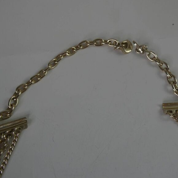 Vintage Western Germany Gold Tone Chain Necklace Multi Strand Layered Statement - Picture 7 of 9
